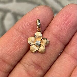 14K Rose Gold Flower Pendant with Diamond Accent